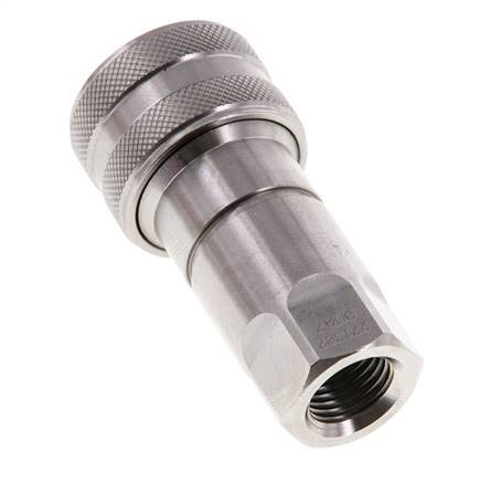 Stainless Steel DN 6.3 Hydraulic Coupling Socket G 1/4 inch Female Threads ISO 7241-1 B D 14.2mm