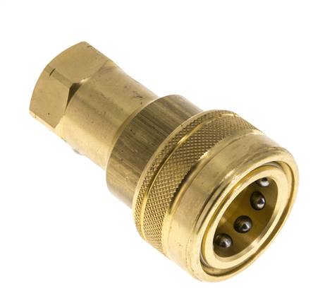 Brass DN 12.5 Hydraulic Coupling Socket 1/2 inch Female NPT Threads ISO 7241-1 B D 23.5mm