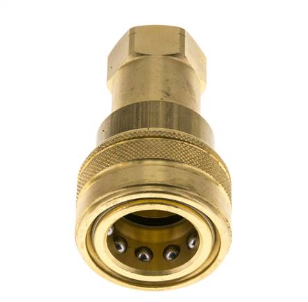 Brass DN 12.5 Hydraulic Coupling Socket 1/2 inch Female NPT Threads ISO 7241-1 B D 23.5mm