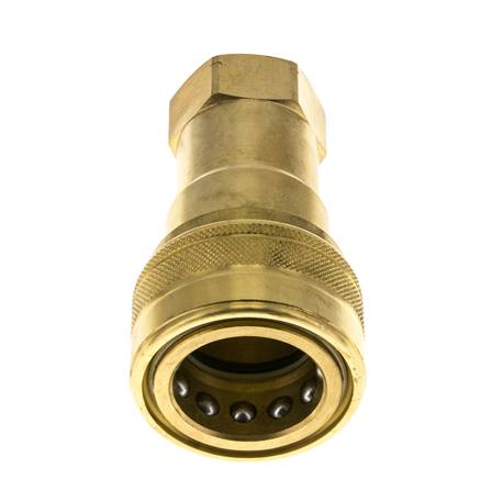 Brass DN 20 Hydraulic Coupling Socket 3/4 inch Female NPT Threads ISO 7241-1 B D 31.4mm