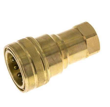 Brass DN 25 Hydraulic Coupling Socket 1 inch Female NPT Threads ISO 7241-1 B D 37.8mm