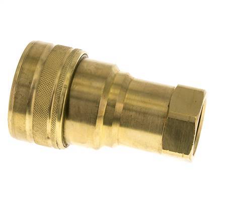 Brass DN 25 Hydraulic Coupling Socket 1 inch Female NPT Threads ISO 7241-1 B D 37.8mm