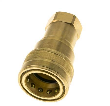 Brass DN 25 Hydraulic Coupling Socket 1 inch Female NPT Threads ISO 7241-1 B D 37.8mm