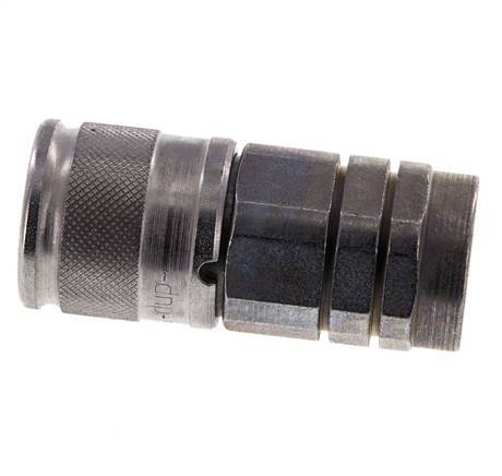 Steel DN 10 Flat Face Hydraulic Socket G 3/8 inch Female Threads ISO 16028 D 19.7mm