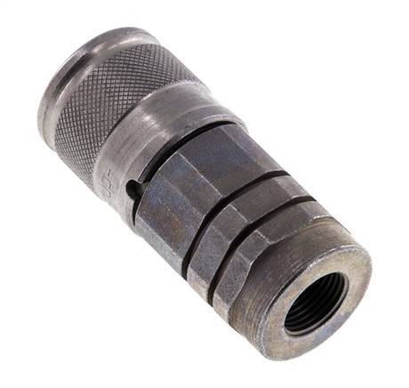 Steel DN 10 Flat Face Hydraulic Socket G 3/8 inch Female Threads ISO 16028 D 19.7mm