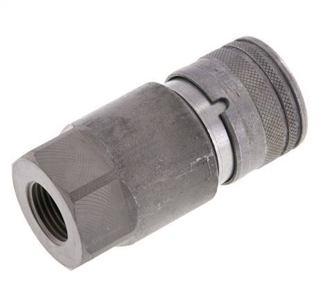 Steel DN 12.5 Flat Face Hydraulic Socket G 1/2 inch Female Threads ISO 16028 D 24.5mm