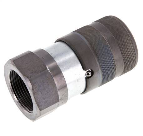 Steel DN 25 Flat Face Hydraulic Socket G 1 1/4 inch Female Threads ISO 16028 D 36mm