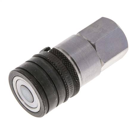 Steel DN 6.3 Flat Face Hydraulic Socket G 1/4 inch Female Threads ISO 16028 CEJN D 16.2mm