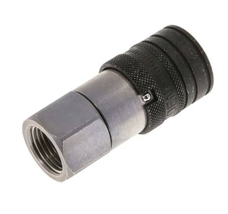 Steel DN 10 Flat Face Hydraulic Socket G 1/2 inch Female Threads ISO 16028 CEJN D 19.7mm