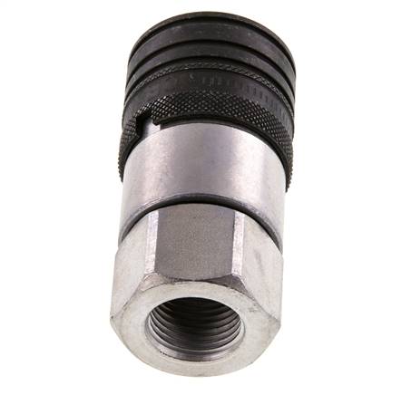 Steel DN 12.5 Flat Face Hydraulic Socket G 1/2 inch Female Threads ISO 16028 CEJN D 24.5mm