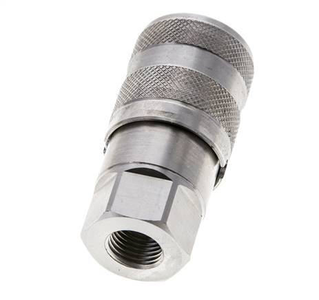 Stainless Steel DN 6 Flat Face Hydraulic Socket G 1/4 inch Female Threads ISO 16028 D 16.2mm