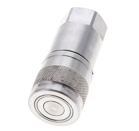 Stainless Steel DN 10 Flat Face Hydraulic Socket G 1/2 inch Female Threads ISO 16028 D 19.7mm