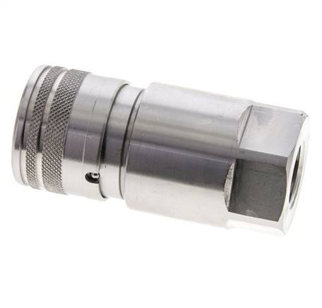 Stainless Steel DN 12 Flat Face Hydraulic Socket G 1/2 inch Female Threads ISO 16028 D 24.5mm