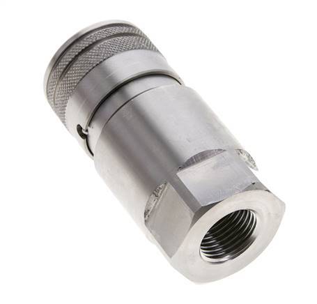 Stainless Steel DN 12 Flat Face Hydraulic Socket G 1/2 inch Female Threads ISO 16028 D 24.5mm