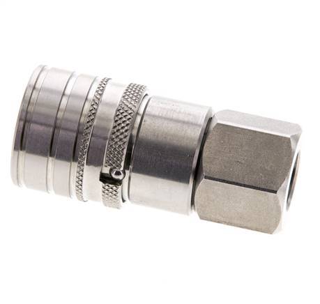 Stainless Steel DN 6 Flat Face Hydraulic Socket G 1/4 inch Female Threads ISO 16028 CEJN D 16.2mm