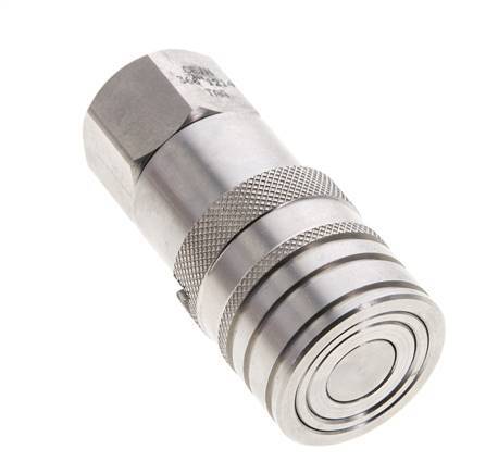 Stainless Steel DN 10 Flat Face Hydraulic Socket G 3/8 inch Female Threads ISO 16028 CEJN D 19.7mm