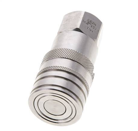 Stainless Steel DN 10 Flat Face Hydraulic Socket G 3/8 inch Female Threads ISO 16028 CEJN D 19.7mm