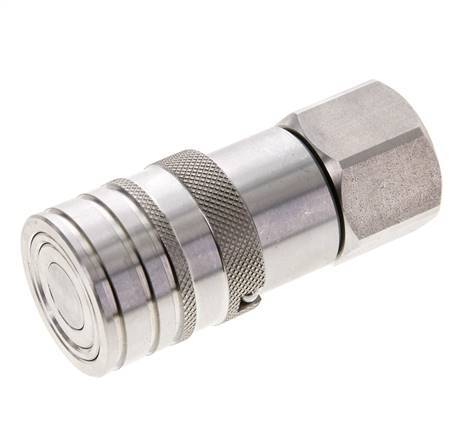 Stainless Steel DN 10 Flat Face Hydraulic Socket G 1/2 inch Female Threads ISO 16028 CEJN D 19.7mm