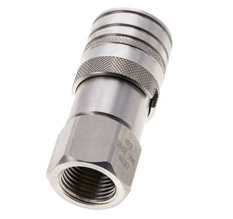Stainless Steel DN 10 Flat Face Hydraulic Socket G 1/2 inch Female Threads ISO 16028 CEJN D 19.7mm