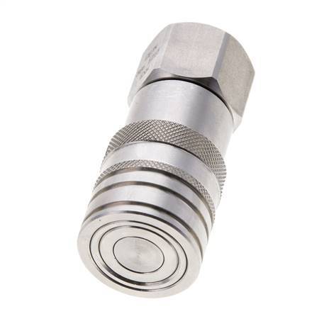 Stainless Steel DN 10 Flat Face Hydraulic Socket G 1/2 inch Female Threads ISO 16028 CEJN D 19.7mm