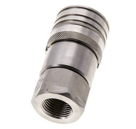 Stainless Steel DN 12 Flat Face Hydraulic Socket G 1/2 inch Female Threads ISO 16028 CEJN D 24.5mm
