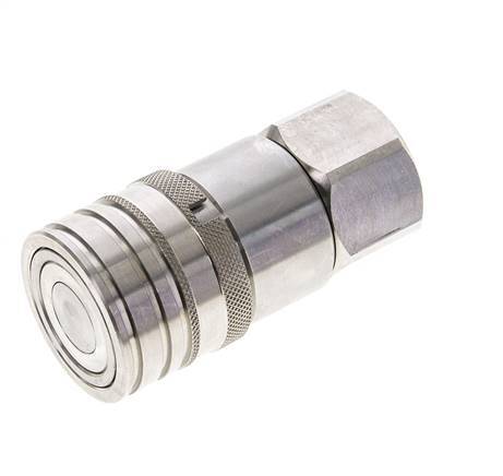 Stainless Steel DN 12 Flat Face Hydraulic Socket G 3/4 inch Female Threads ISO 16028 CEJN D 24.5mm