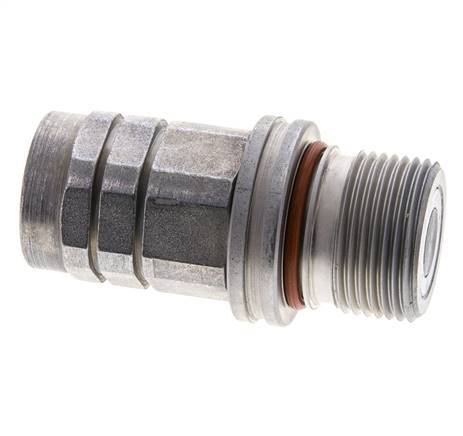 Steel DN 8.7 Flat Face Hydraulic Socket G 3/8 inch Female Threads ISO 16028 D M30 x 2
