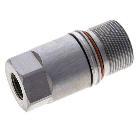 Steel DN 12.8 Flat Face Hydraulic Socket G 1/2 inch Female Threads ISO 16028 D M36 x 2