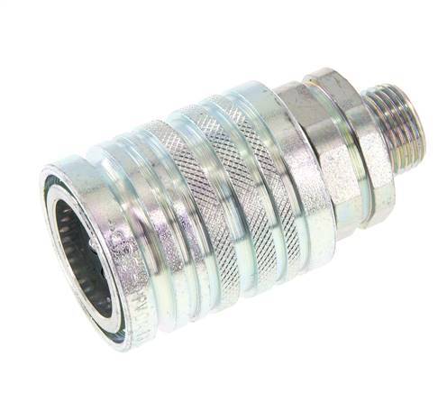 Steel DN 12.5 Hydraulic Coupling Socket 12 mm L Compression Ring ISO 7241-1 A/8434-1 D 20.5mm