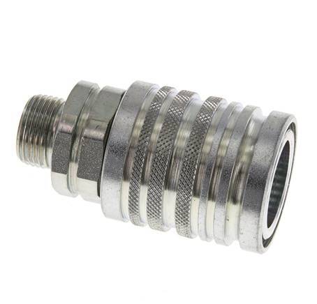 Steel DN 12.5 Hydraulic Coupling Socket 12 mm S Compression Ring ISO 7241-1 A/8434-1 D 20.5mm