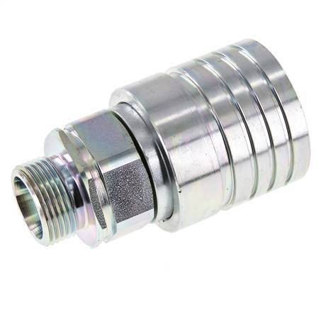Steel DN 25 Hydraulic Coupling Socket 20 mm S Compression Ring ISO 7241-1 A/8434-1 D 34.3mm