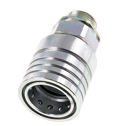 Steel DN 25 Hydraulic Coupling Socket 20 mm S Compression Ring ISO 7241-1 A/8434-1 D 34.3mm