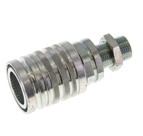 Steel DN 12.5 Hydraulic Coupling Socket 12 mm L Compression Ring Bulkhead ISO 7241-1 A/8434-1 D 20.5mm