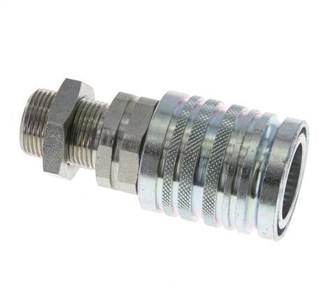 Steel DN 12.5 Hydraulic Coupling Socket 15 mm L Compression Ring Bulkhead ISO 7241-1 A/8434-1 D 20.5mm