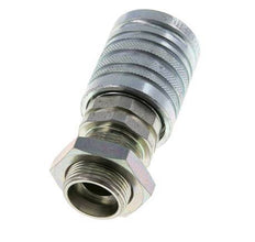 Steel DN 12.5 Hydraulic Coupling Socket 18 mm L Compression Ring Bulkhead ISO 7241-1 A/8434-1 D 20.5mm
