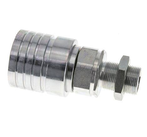 Steel DN 25 Hydraulic Coupling Socket 18 mm L Compression Ring Bulkhead ISO 7241-1 A/8434-1 D 34.3mm