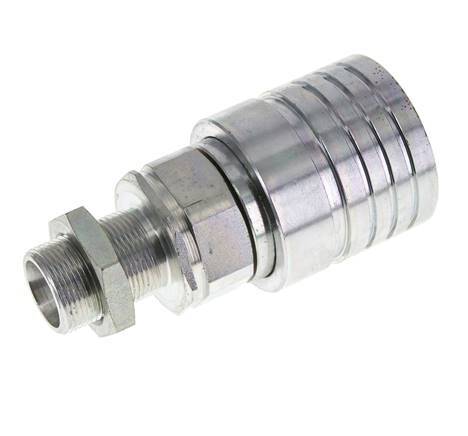 Steel DN 25 Hydraulic Coupling Socket 18 mm L Compression Ring Bulkhead ISO 7241-1 A/8434-1 D 34.3mm