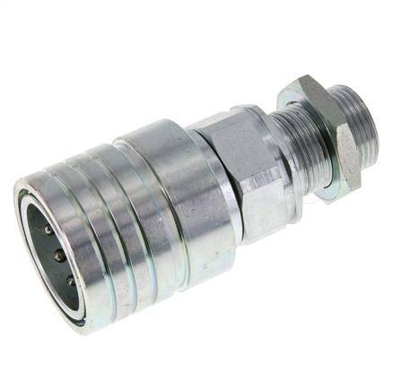 Steel DN 25 Hydraulic Coupling Socket 22 mm L Compression Ring Bulkhead ISO 7241-1 A/8434-1 D 34.3mm