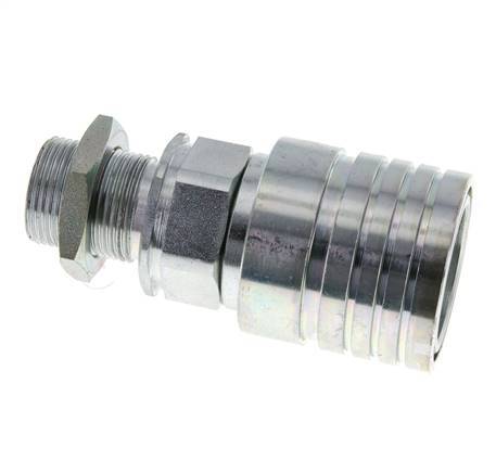 Steel DN 25 Hydraulic Coupling Socket 22 mm L Compression Ring Bulkhead ISO 7241-1 A/8434-1 D 34.3mm