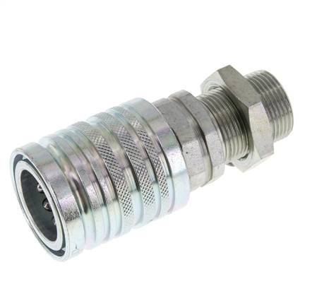 Steel DN 12.5 Hydraulic Coupling Socket 16 mm S Compression Ring Bulkhead ISO 7241-1 A/8434-1 D 20.5mm