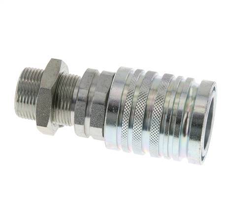 Steel DN 12.5 Hydraulic Coupling Socket 16 mm S Compression Ring Bulkhead ISO 7241-1 A/8434-1 D 20.5mm