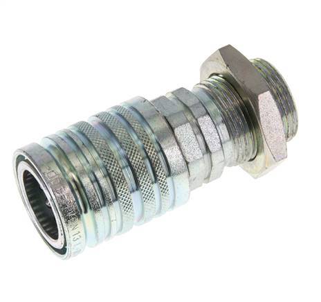 Steel DN 12.5 Hydraulic Coupling Socket 20 mm S Compression Ring Bulkhead ISO 7241-1 A/8434-1 D 20.5mm