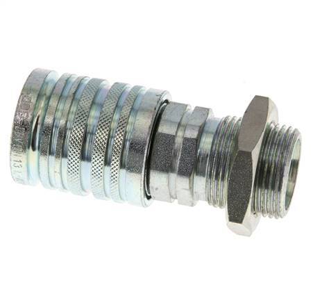 Steel DN 12.5 Hydraulic Coupling Socket 20 mm S Compression Ring Bulkhead ISO 7241-1 A/8434-1 D 20.5mm