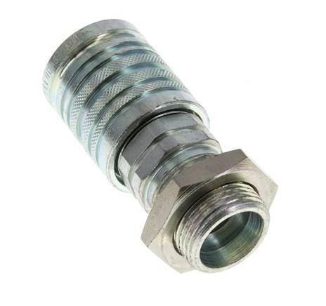 Steel DN 12.5 Hydraulic Coupling Socket 20 mm S Compression Ring Bulkhead ISO 7241-1 A/8434-1 D 20.5mm