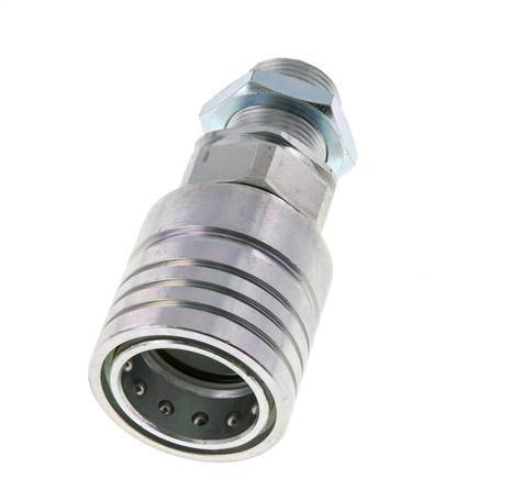 Steel DN 25 Hydraulic Coupling Socket 20 mm S Compression Ring Bulkhead ISO 7241-1 A/8434-1 D 34.3mm