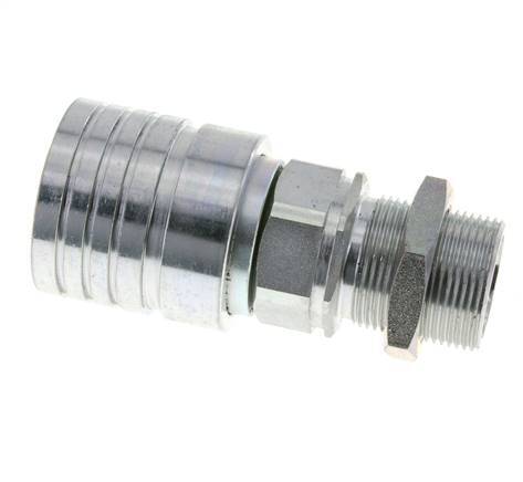 Steel DN 25 Hydraulic Coupling Socket 25 mm S Compression Ring Bulkhead ISO 7241-1 A/8434-1 D 34.3mm