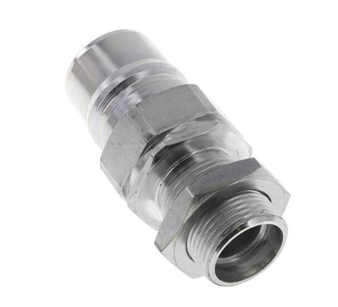 Steel DN 25 Hydraulic Coupling Plug 22 mm L Compression Ring Bulkhead ISO 7241-1 A/8434-1 D 34.3mm