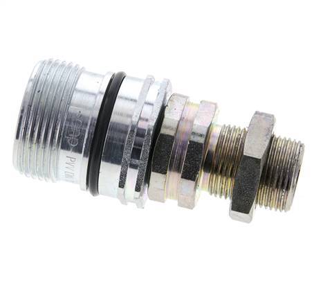Steel DN 12.5 Hydraulic Coupling Socket 15 mm L Compression Ring Bulkhead ISO 14541/8434-1 D M36 x 2