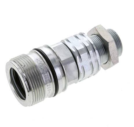 Steel DN 20 Hydraulic Coupling Socket 18 mm L Compression Ring Bulkhead ISO 14541/8434-1 D M42 x 2