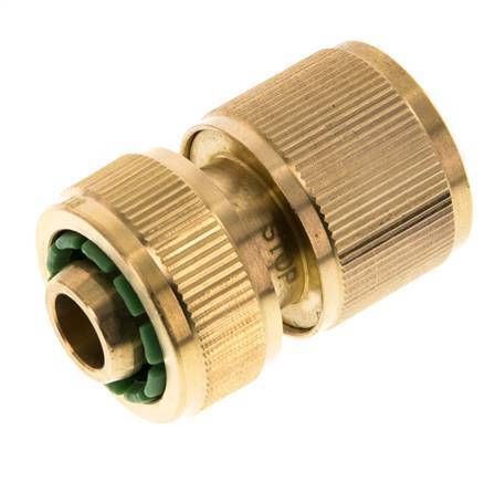 Brass GARDENA Style Hose Connector 13 mm (1/2") Water Stop